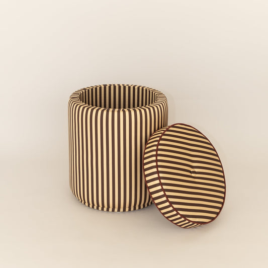 Pouf Listrado Champanhe & Cacau