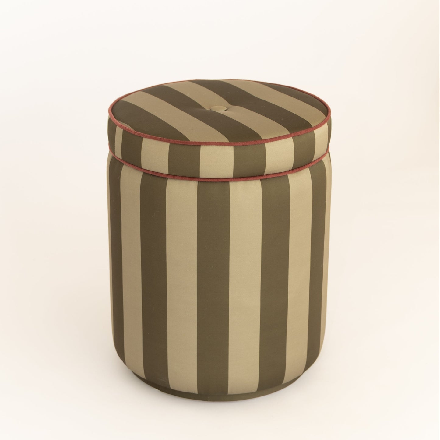 Sage & Military Striped Trunk Pouf