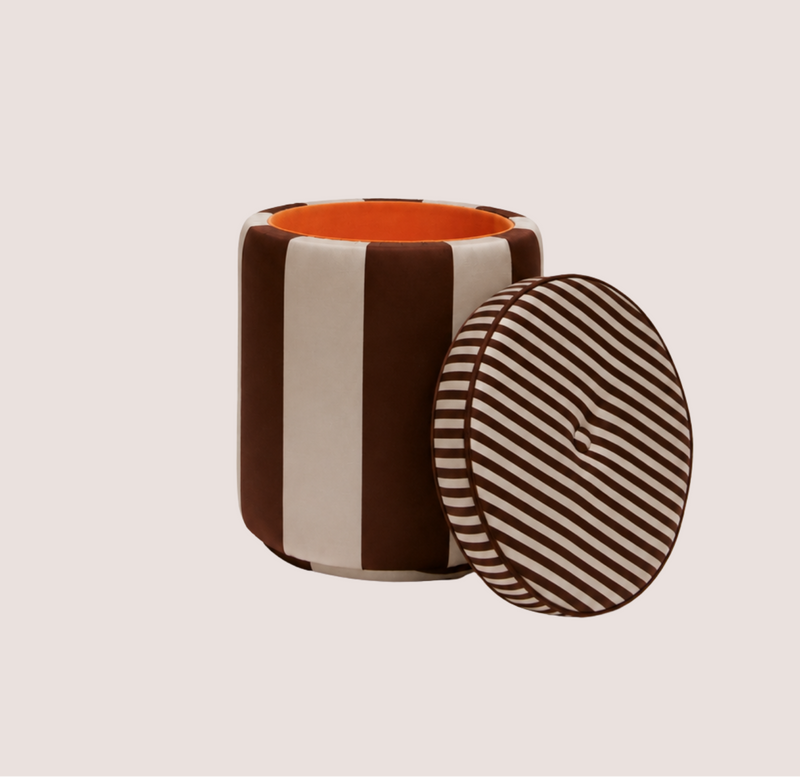 Ice & Coffee Striped Pouf