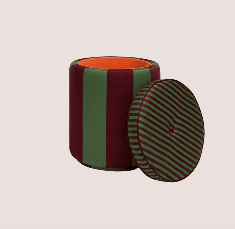 Ice & Coffee Striped Pouf