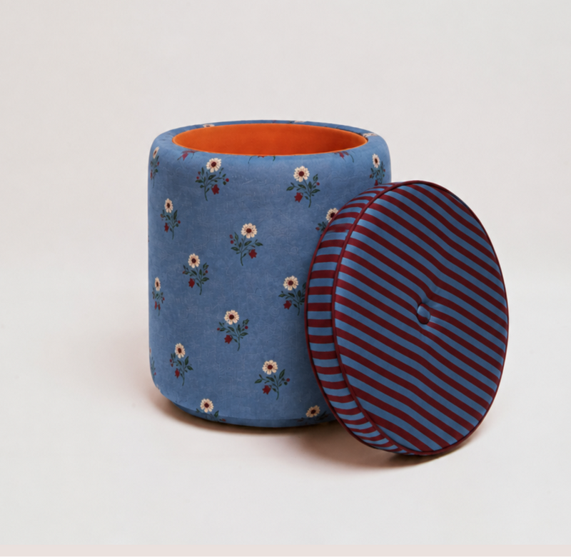 Ice & Coffee Striped Pouf