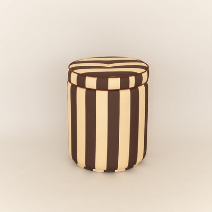 Pouf Listrado Champanhe & Cacau