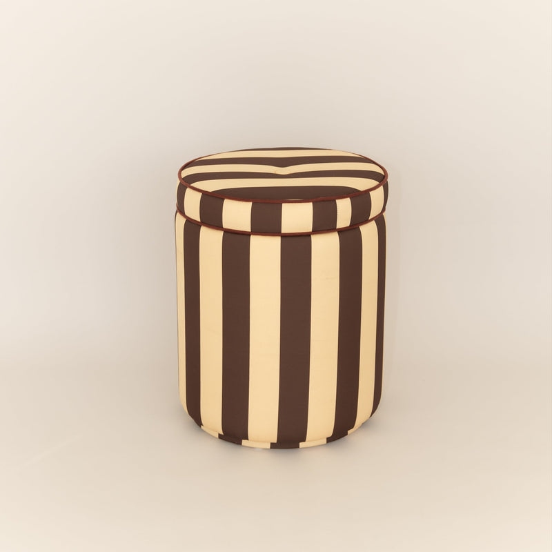 Pouf Listrado Champanhe & Cacau