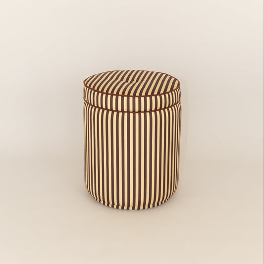 Pouf Listrado Champanhe & Cacau