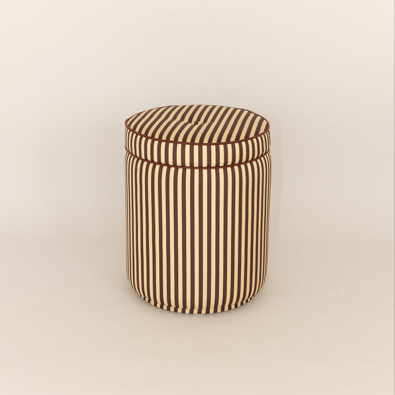 Champagne &amp; Cocoa Striped Pouf