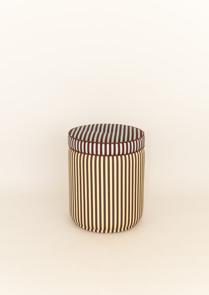 Pouf Listrado Champanhe & Cacau