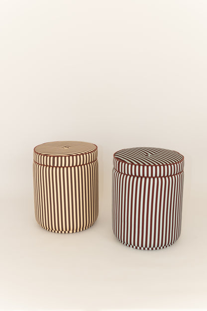 Pouf Listrado Champanhe & Cacau