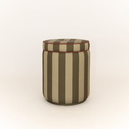 Pouf Baú Listrado Sálvia & Militar