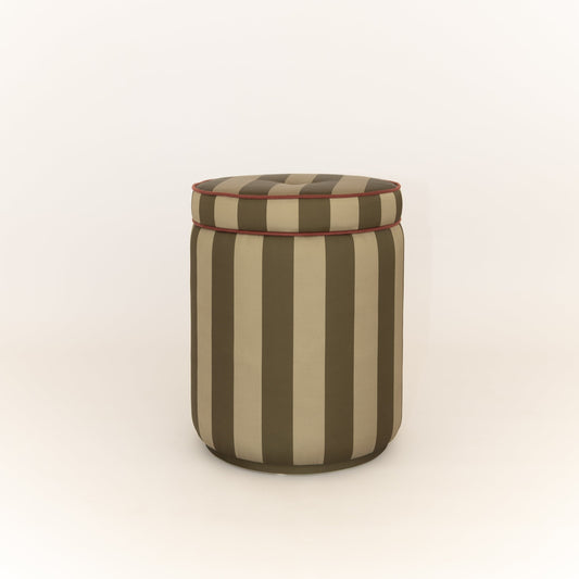 Pouf Baú Listrado Sálvia & Militar