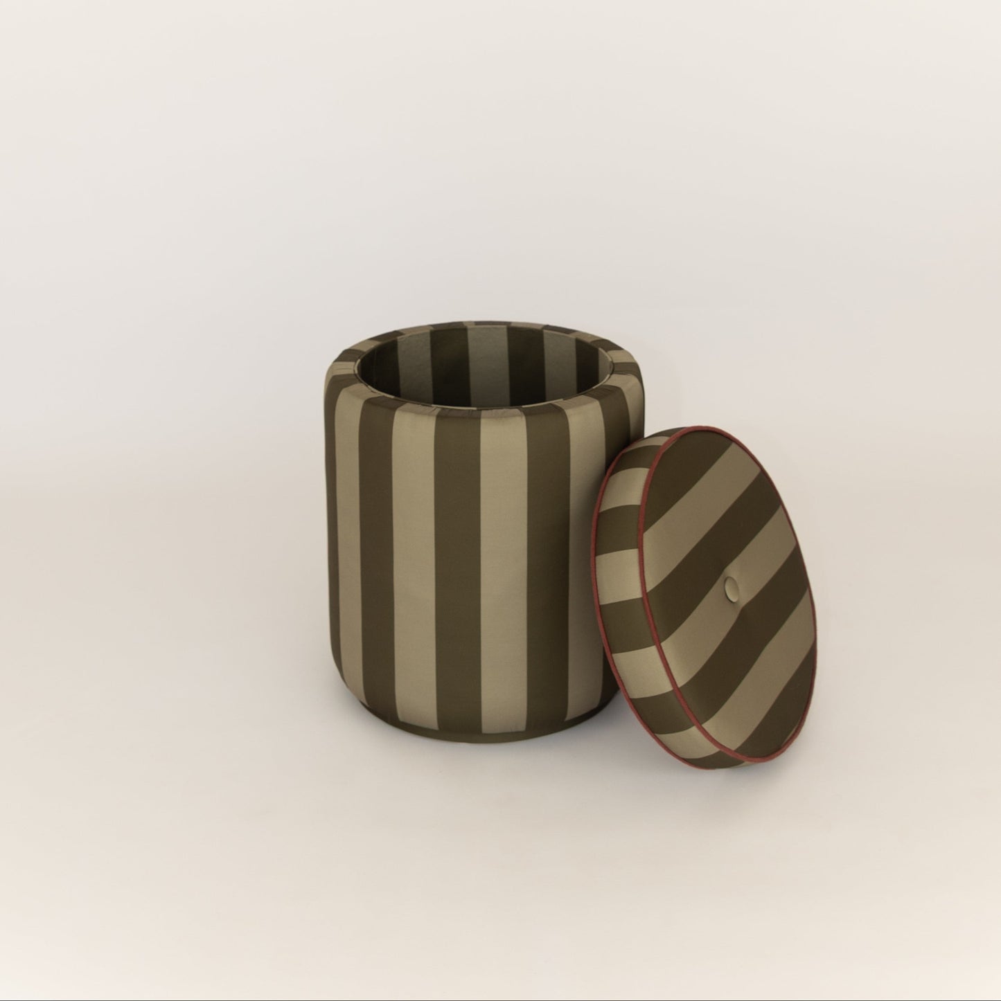 Pouf Baú Listrado Sálvia & Militar