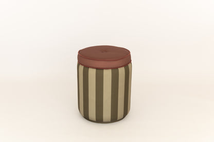 Pouf Baú Listrado Sálvia & Militar