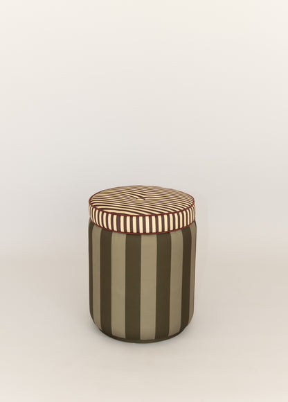 Pouf Baú Listrado Sálvia & Militar