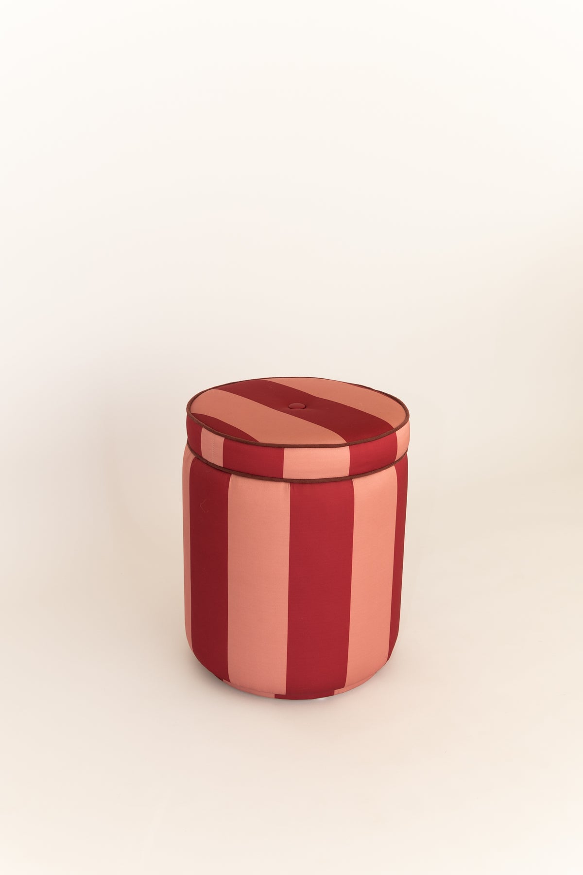 Pouf Listrado Rosa Vintage & Vinho Tinto