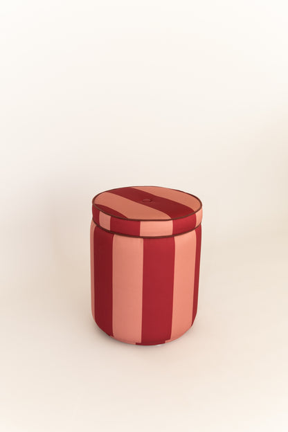 Pouf Listrado Rosa Vintage & Vinho Tinto