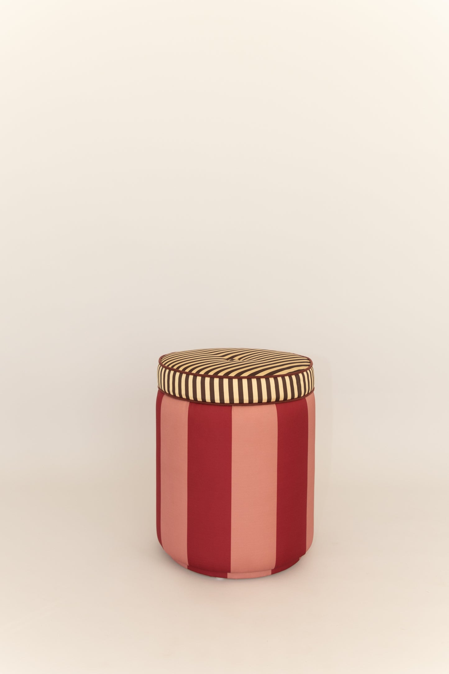 Pouf Listra Grossa Rosa Vintage & Vinho Tinto