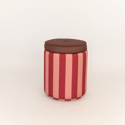 Pouf Listrado Rosa Vintage & Vinho Tinto