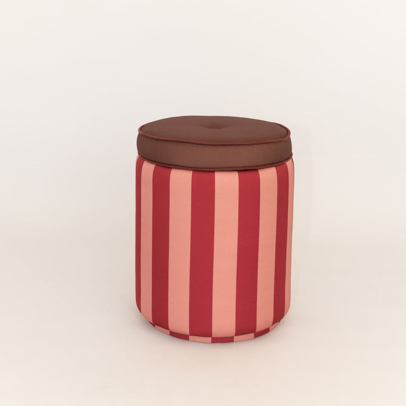 Pouf Listrado Rosa Vintage & Vinho Tinto
