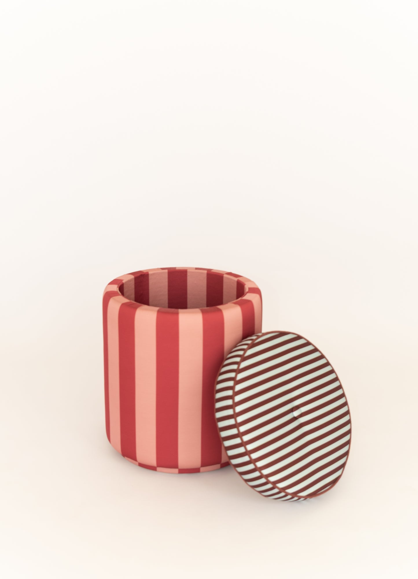 Pouf Listrado Rosa Vintage & Vinho Tinto