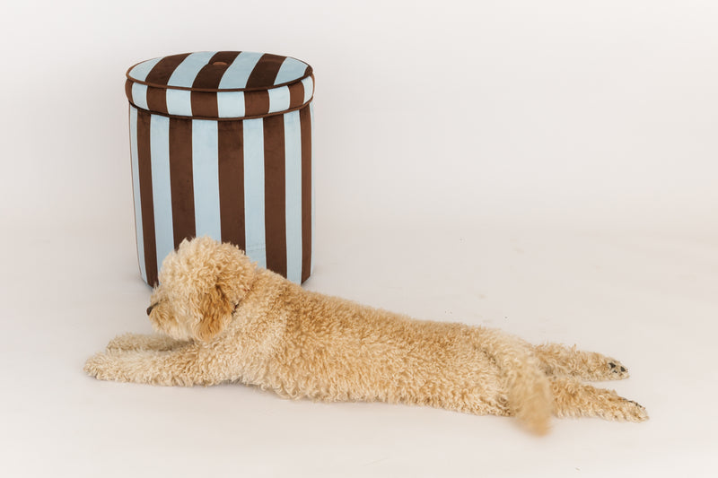 Ice &amp; Coffee Striped Pouf