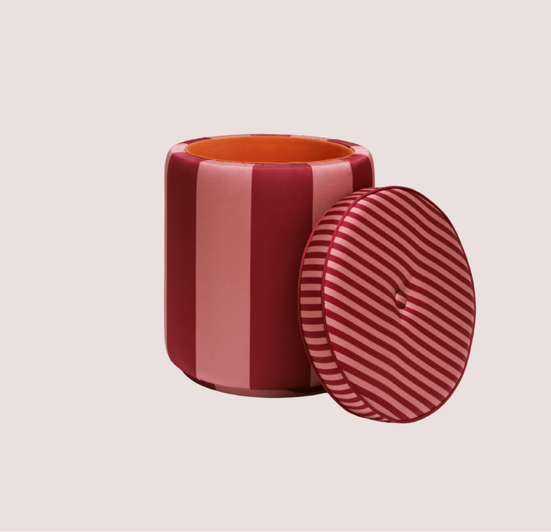 Ice &amp; Coffee Striped Pouf