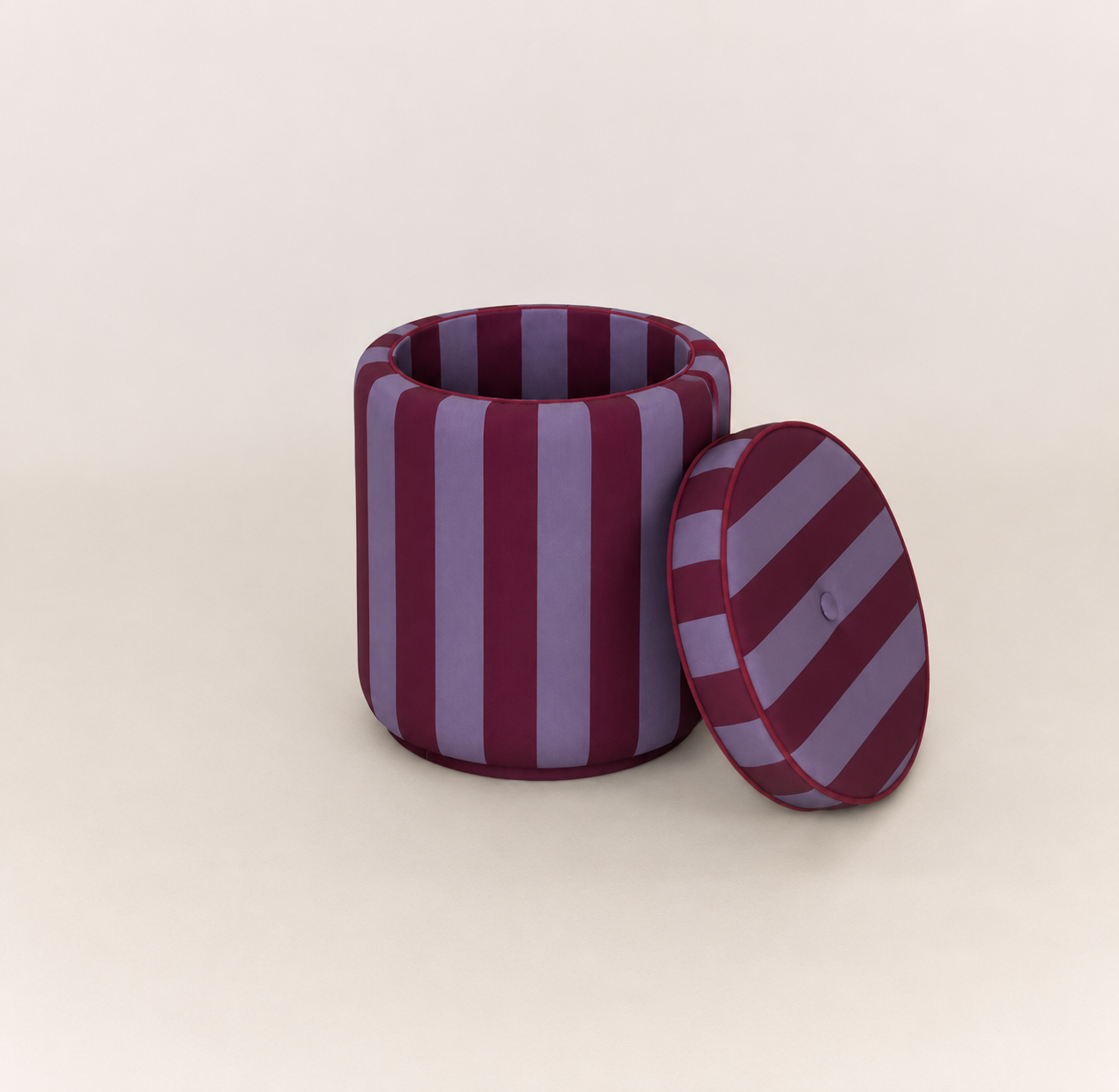 Ice &amp; Coffee Striped Pouf