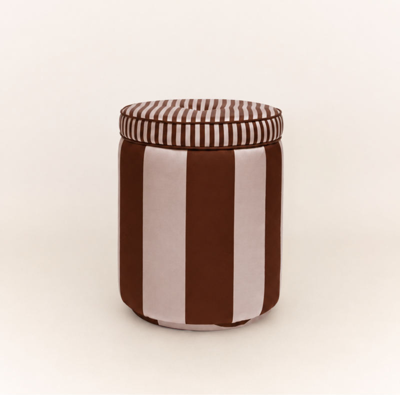 Ice &amp; Coffee Striped Pouf