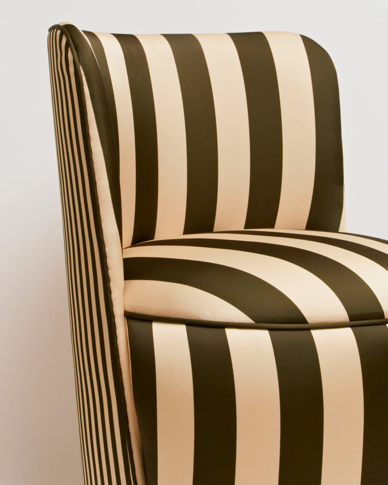 Vintage Pink &amp; Wine Red Striped Pouf