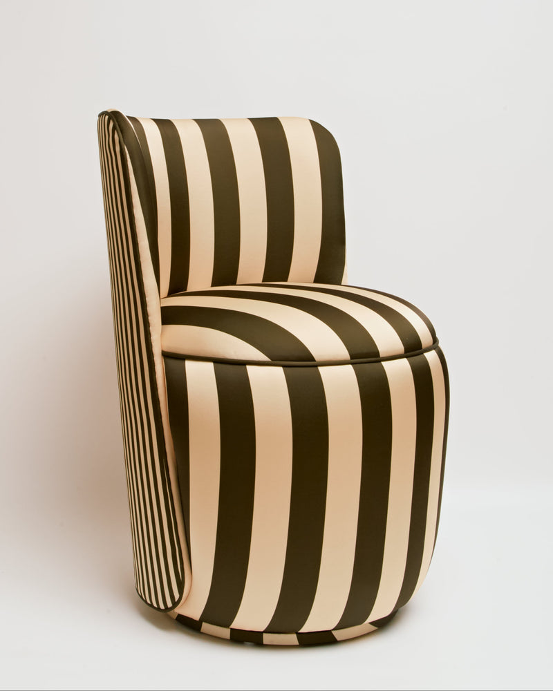 Vintage Pink &amp; Wine Red Striped Pouf