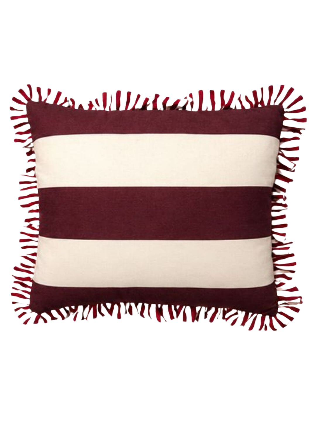 Almofada 50x50 com Babado, Listras 10cm Palha e Malva